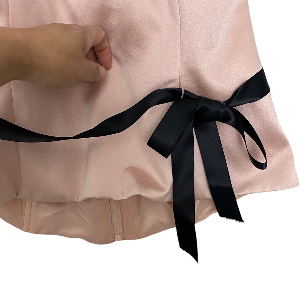 NWT XSCAPE by Joanna Chen Halter Satin Front Side Tie Top Petite Size 8P - Picture 4 of 7